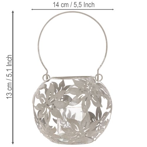 Metallvindlampa Hängande Dekoration Lykta Grå Ø14cm H13cm | Floristik24.se
