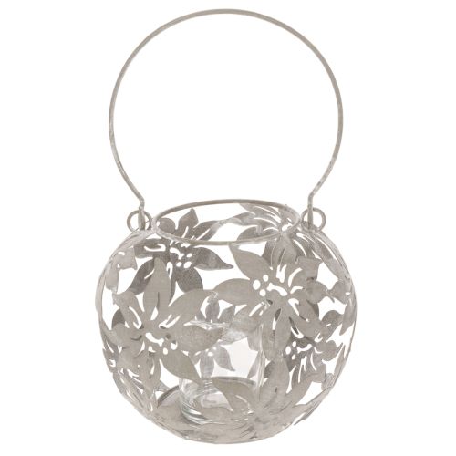 Metallvindlampa Hängande Dekoration Lykta Grå Ø14cm H13cm | Floristik24.se