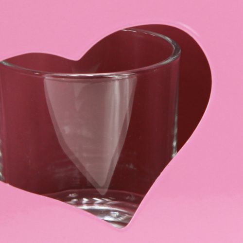 Artikel Lykta i metall med glaspåse rosa H18cm 2 st
