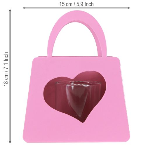 Artikel Lykta i metall med glaspåse rosa H18cm 2 st