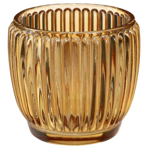 Floristik24 Lykta Orange Ljushållare Glas Retro Ø7cm H7cm 6 st