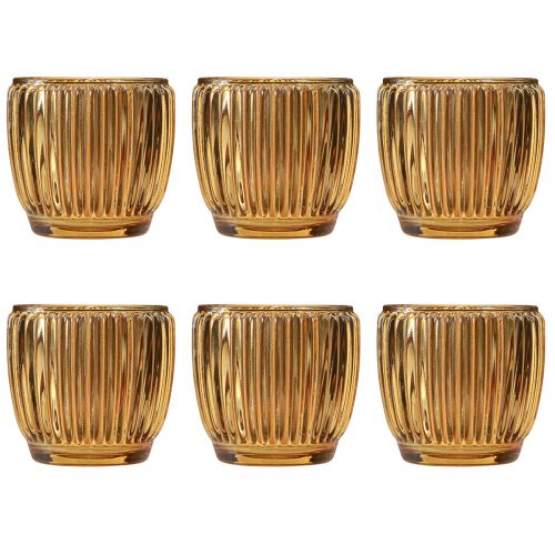 Artikel Lykta Orange Ljushållare Glas Retro Ø7cm H7cm 6 st