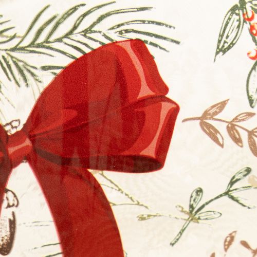 Ljusstake i glas med rött band och vintergrenar, 15 cm | Floristik24.se