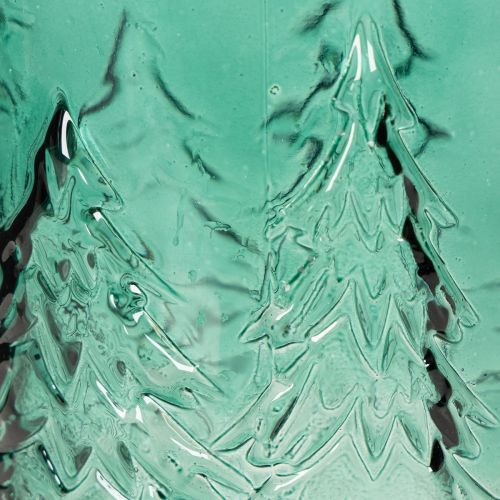 Glasljushållare med granar i relief, juldekoration, 16 cm | Floristik24.se