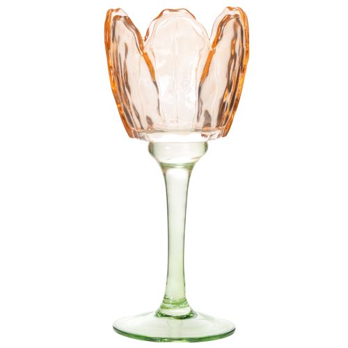 Artikel Tulpanformad värmeljushållare i glas, vintagestil, romantisk heminredning, 20 cm