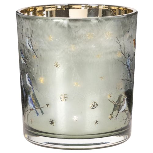 Glasljushållare med fågel- och snöflingemotiv, 8 cm, 2 stycken | Floristik24.se