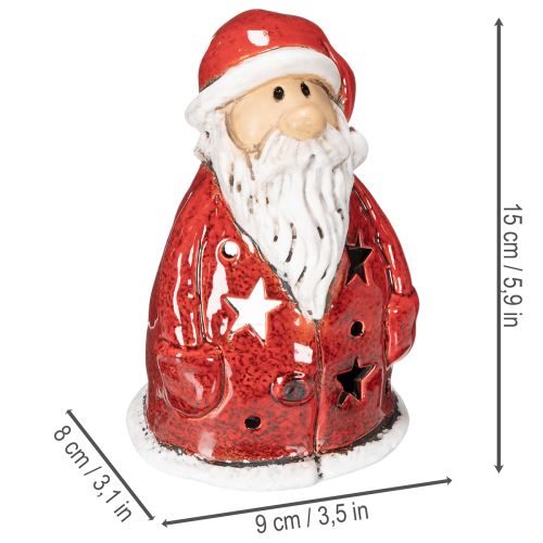 Jultomten dekorativ figur som värmeljushållare med stjärnor, bordsdekoration, 15 cm | Floristik24.se