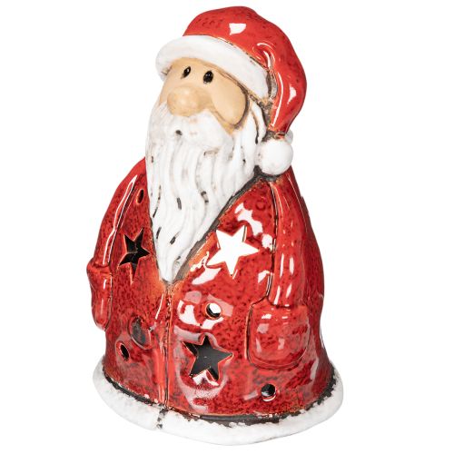 Jultomten dekorativ figur som värmeljushållare med stjärnor, bordsdekoration, 15 cm | Floristik24.se