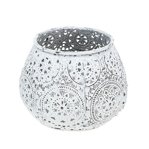 Floristik24 Lykta vit med mönster Ø10cm H8cm 1p