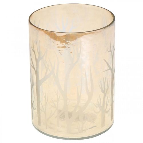 Artikel Lykta Glas Träd Brun Ljus Glas Ø12cm H15cm