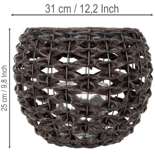 Vävd värmeljushållare, svart och brun, sommardekoration, Ø31cm H25cm | Floristik24.se