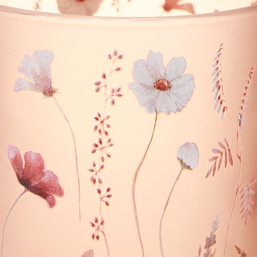 Artikel Dekorativ glaslykta med blommotiv för eleganta heminredningsdetaljer, 12,5 cm, 2 stycken