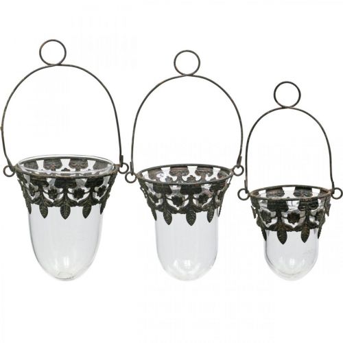Floristik24 Lyktglas för upphängning av dekoration 24/28/30cm set om 3
