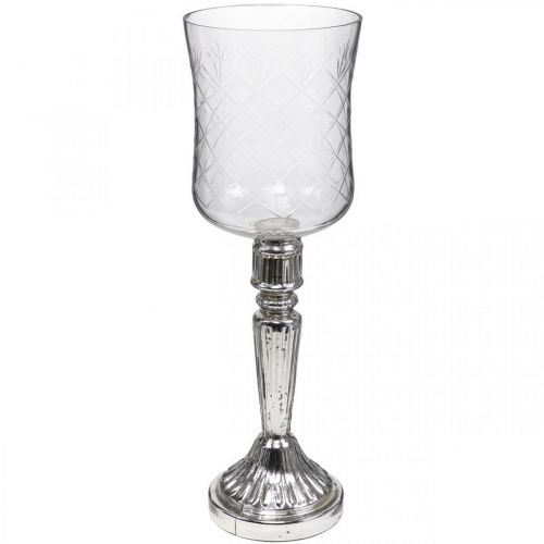 Artikel Lykta glas ljus glas antik look klar, silver Ø11,5cm H34,5cm