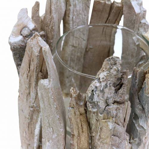 Floristik24 Lykta trä vit tvättad Ø14cm H14cm