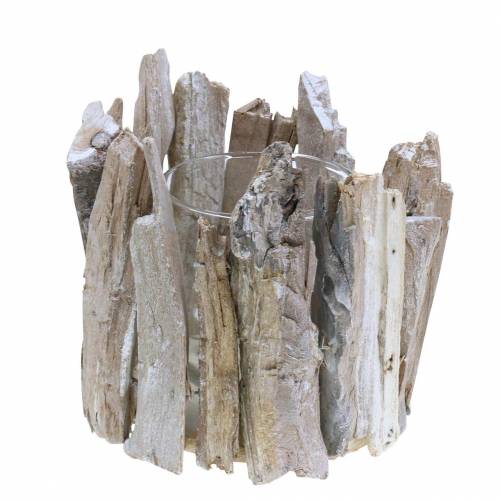 Floristik24 Lykta trä vit tvättad Ø14cm H14cm