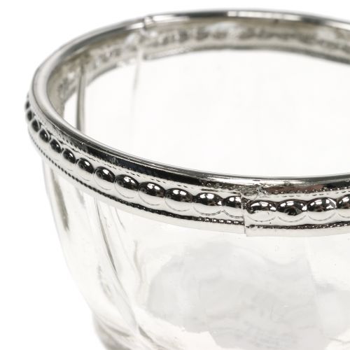 Floristik24 Teallight glas antik med metallkanten Ø7cm H4cm