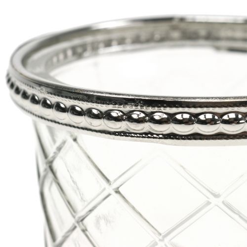Floristik24 Värmeljusglasdiamant med metallfälg Ø8cm H5,5cm 4st