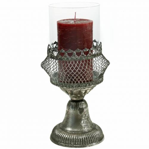 Floristik24 Lykta antikt glas och metall Ø14cm H27cm