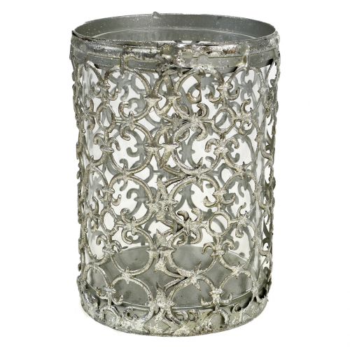 Floristik24 Lykta antiksilver Ø10,5cm H14,5cm 1st