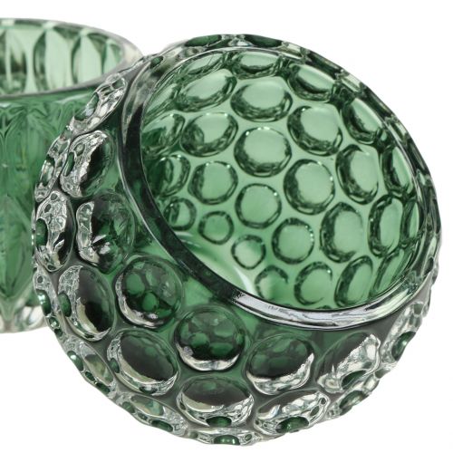 Floristik24 Lykta glas mörkgrönt Ø8cm H6cm 2st