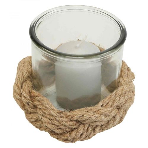 Floristik24 Lykta glas naturfiber hampa flätad Ø13cm H10cm