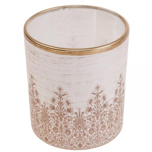 Artikel Lykta glas värmeljushållare blommönster Ø8cm H9cm 2st