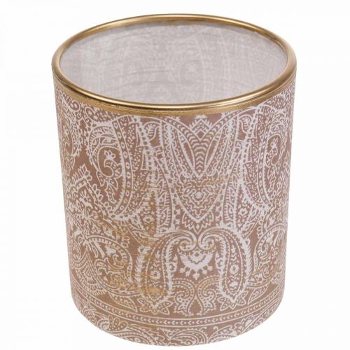 Artikel Lykta Glas värmeljushållare Paisley Mönster Ø8cm H9cm 2st