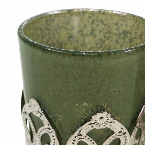 Floristik24 Lykta glas metall dekor grön lila Ø5,5cm H5,5cm 4st