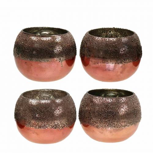 Floristik24 Lykta glas koppar Ø8,5cm H6,5cm 4st
