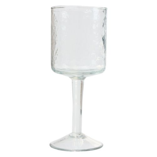Artikel Glaslykta med sockel, rund värmeljushållare i glas Ø8cm H20cm