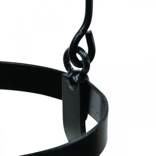Lykta glas med handtag ljusstake svart H25cm