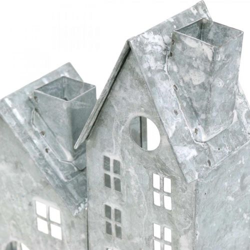 Artikel Fönsterdekoration jul, lykta, dioramahusserie, metalldekoration silver shabby chic L20cm H20cm
