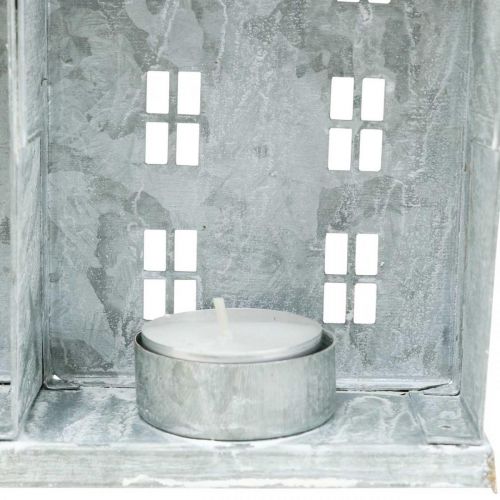 Artikel Fönsterdekoration jul, lykta, dioramahusserie, metalldekoration silver shabby chic L20cm H20cm