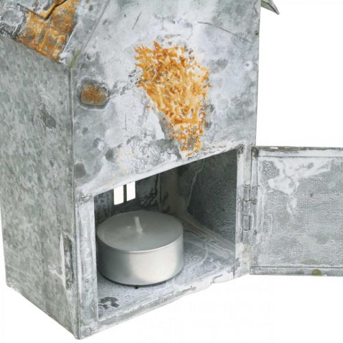 Artikel Lykthus metall shabby chic tvättad vit, rost H20cm