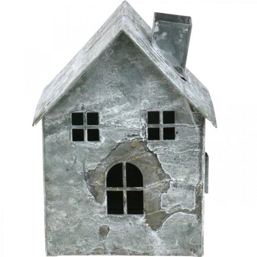 Floristik24 Lykthus i metall, shabby chic, juldekoration, vittvättad, antik look H14,5cm