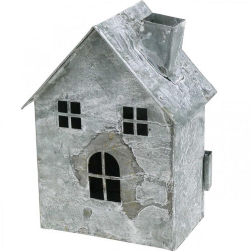 Floristik24 Lykthus i metall, shabby chic, juldekoration, vittvättad, antik look H14,5cm