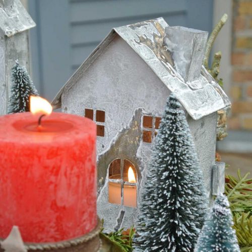 Floristik24 Lykthus i metall, shabby chic, juldekoration, vittvättad, antik look H14,5cm