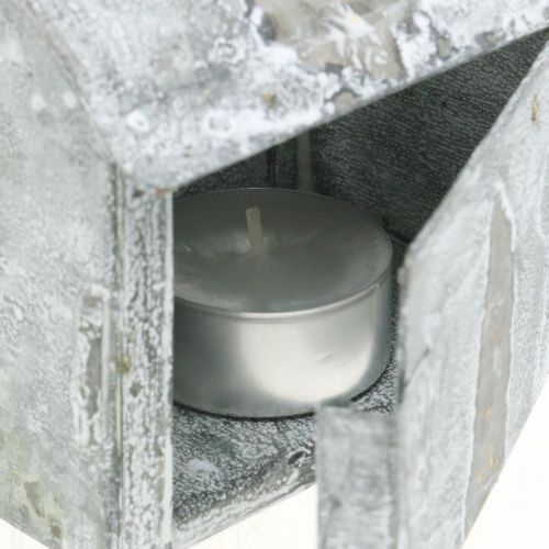 Artikel Lykthus metall shabby chic tvättad vit, rost H11cm