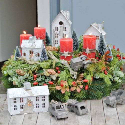 Floristik24 Lykthus metall shabby chic tvättad vit, rost H20cm