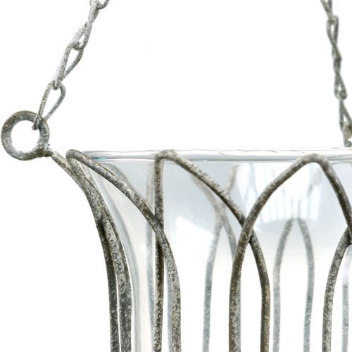 Floristik24 Vindljus för hängande grå Ø14cm H45cm