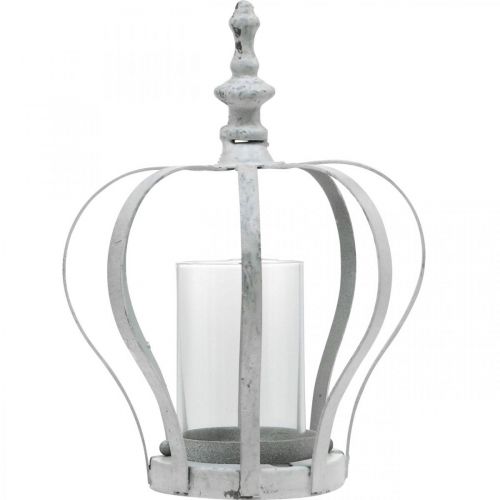 Floristik24 Vindlätt krona, metalldekor i vintagestil, vit shabby chic Ø14cm H19cm