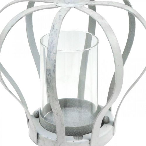 Floristik24 Vindlätt krona, metalldekor i vintagestil, vit shabby chic Ø14cm H19cm
