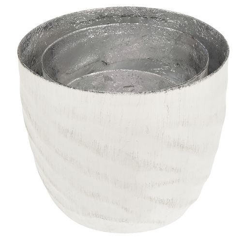 Artikel Lykta metall vit silver värmeljushållare Ø8/10/12,5 cm set om 3