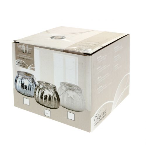 Floristik24 Silverlykta med LED-ljus Ø11cm H10cm
