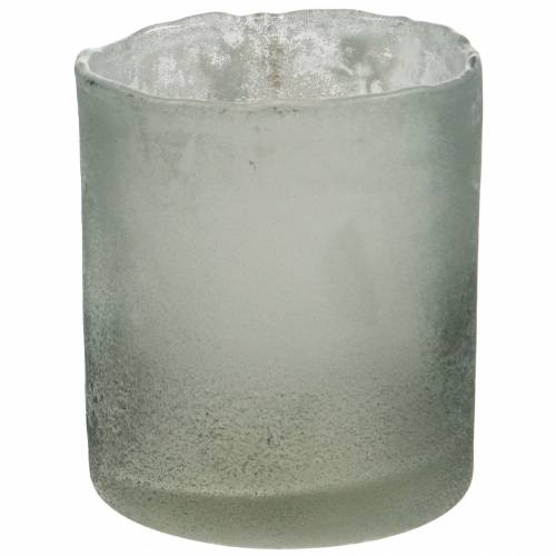 Glaslykta grå frostat Ø8,5cm H9,5cm