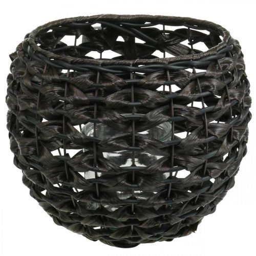 Lykta flätad svart, brun sommardekoration Ø31cm H25cm
