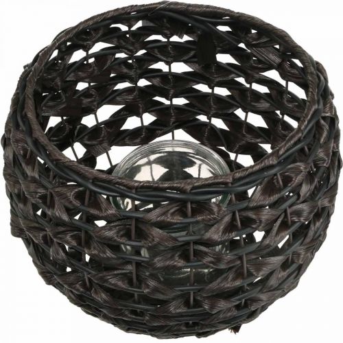 Lykta flätad svart, brun sommardekoration Ø31cm H25cm