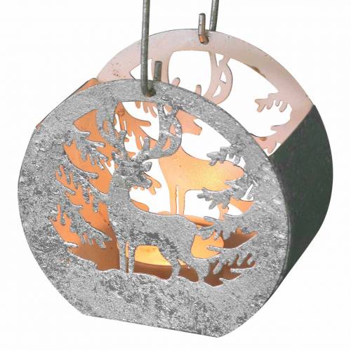 Floristik24 Lykta med ängel- och renmotiv silver, vit Ø10×H9,5cm 2st
