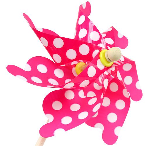 Floristik24 Väderkvarn på stolpen med prickar fuchsia Ø30cm